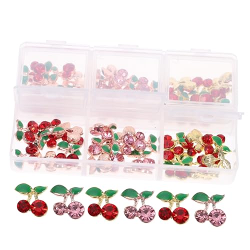 VICASKY 60 Stück Nailart-Accessoires mit Strasssteinen Strassstein für Nägel Reiz Anhänger für Nägel Hochzeit Nagelsteine Braut- winzige Nageledelsteine Nagelschmuck aus Kirsche Legierung von VICASKY