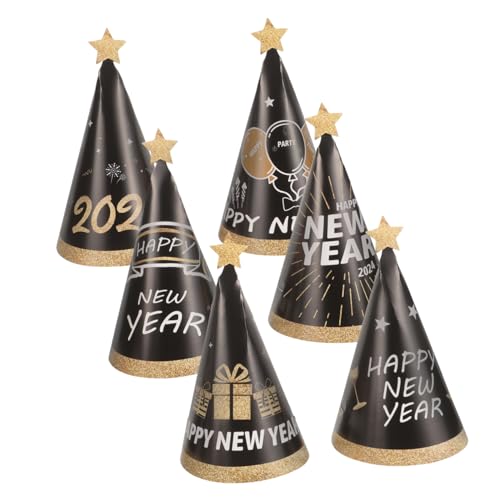 VICASKY 6Stücke Neujahrsparty Papierhüte Silvesterhüte für Festliche Feiern Kopfbedeckung für Fotos und Partydeko Langlebig und Bequem Bringt Festliche von VICASKY