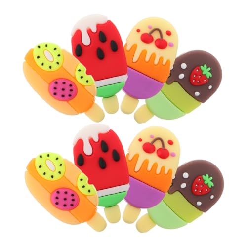VICASKY 8 Stück Bunte Eiscreme Radiergummis Kreative Frucht popsicle Motive Kompakt und Tragbar Schulbedarf Party mitgebsel und Klassenzimmer belohnungen von VICASKY