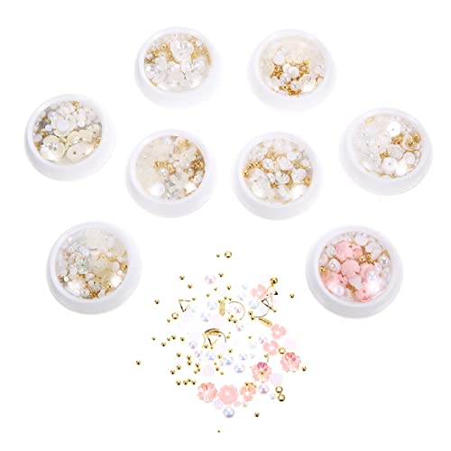 VICASKY 8 Stück Teiliges Nagelkunst Dekorationsset Resin Nail Art Charms für Diy Maniküre Kreative Blumenform Nagelstuds für Natürliche und Künstliche Nägel von VICASKY