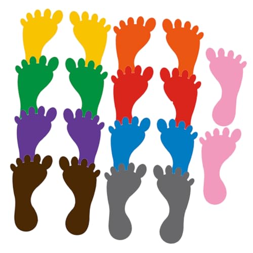 VICASKY 9 Paare Bunte Fußabdruck Aufkleber PVC Fußboden Dekoration Wasserfest Rutschhemmend Kindergarten Boden Sticker für Spielerische Raumgestaltung Zufällige Farbe Zufällige Farbe von VICASKY