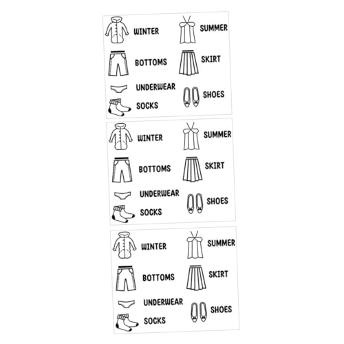 VICASKY 9 Stck. Kleidung Aufkleber Teilig Selbstklebend Kleidung Sortieretiketten für Kleiderschrank Dresser Organizer Namensschilder für Jungen Mädchen Schlafzimmer von VICASKY