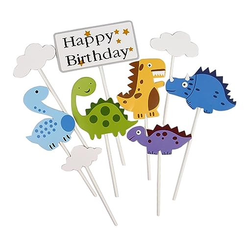 VICASKY 9St - Geburtstagstorte - Tortenaufsatz Babyparty-Partybevorzugung Kuchen verzieren Cupcakes Dinosaurier-Kuchenpicks Topper für Kuchenpicks Desserttisch Zylinder Plugin von VICASKY