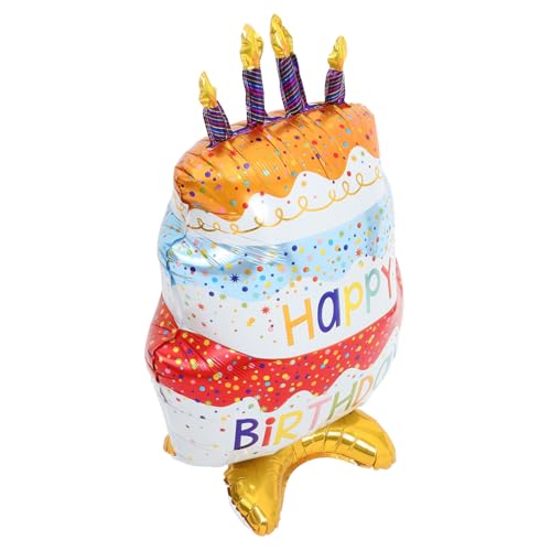 VICASKY Alu folienballon Kuchenform Stehender Tortendeko Ballon Partydeko Geburtstagsfeier Bunte Punktebasis Langlebig Realistisch Dreidimensional für Festgestaltung von VICASKY