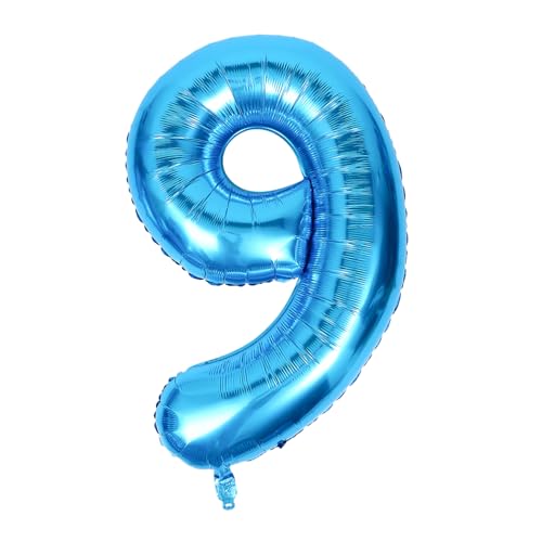 VICASKY Aluminiumfolie Zahlen Luftballon Blau Aufblasbar Dekoballon für Geburtstag Party Supplies Umweltfreundlich und Kreativ Feierdeko von VICASKY