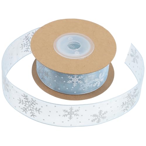 VICASKY Blauer Chiffonband Schneeflocken Muster Weiches Knitterfreies Geschenkband für Weihnachtsdekoration DIY Bastelprojekte Vielseitiges Ornament und Verpackungsband VICASKY Blauer Chiffonband Schneeflocken Muster Weiches Knitterfreies Geschenkband für Weihnachtsdekoration DIY Bastelprojekte Vielseitiges Ornament und Verpackungsband von VICASKY