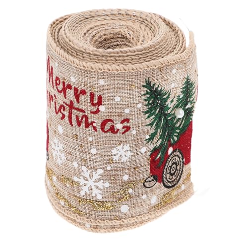 VICASKY Breites Formbares Geschenkband mit Gedrucktem Weihnachtsmuster Kanten mit Draht Imitat Leinen für Weihnachtsdeko DIY Basteln Geschenkverpackung Wiederverwendbar von VICASKY