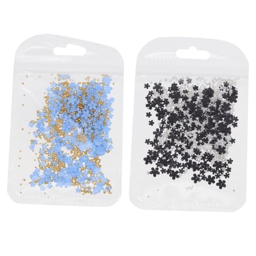 VICASKY Dekorativen Nagelcharms Ersatz Nagelkunstblumen aus Acryl Blaue Blumen mit Goldperlen Schwarze Blumen mit Silberperlen für Nageldesign und Nail Art Zubehör VICASKY Dekorativen Nagelcharms Ersatz Nagelkunstblumen aus Acryl Blaue Blumen mit Goldperlen Schwarze Blumen mit Silberperlen für Nageldesign und Nail Art Zubehör von VICASKY
