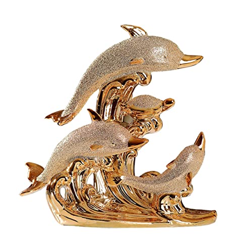 VICASKY Delfin Dekorationsornament Goldplattierung Kreatives für Büro und Geschäft Hochwertige Langlebige Verzierung für Gute Laune von VICASKY