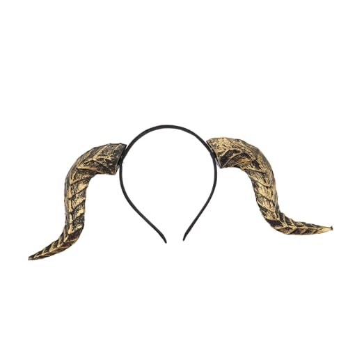VICASKY Detachable Steampunk Devil Horns Headband Vintage Gothic Horned Kopfbedeckung für Halloween Karneval Cosplay Komfortables Vielseitiges Party Accessoire in Gold von VICASKY