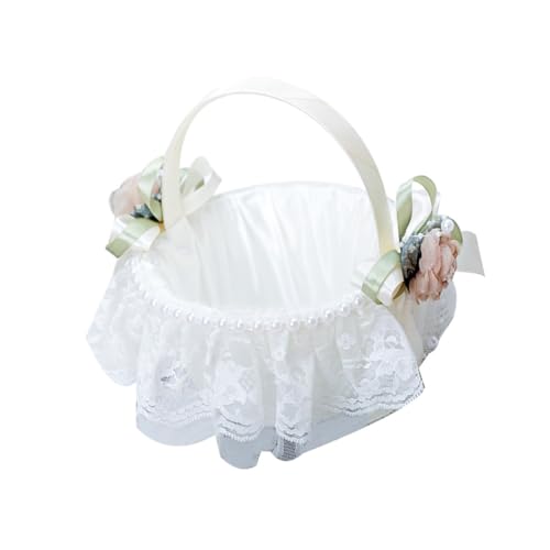 VICASKY Eleganter Hochzeit Blumenmädchen Korb mit Henkel Perlen Schleifen Verzierung Robuster Blumenkorb für Blumen Rosenblätter und Candy Container für Hochzeitsdeko und Gastgeschenke VICASKY Eleganter Hochzeit Blumenmädchen Korb mit Henkel Perlen Schleifen Verzierung Robuster Blumenkorb für Blumen Rosenblätter und Candy Container für Hochzeitsdeko und Gastgeschenke von VICASKY