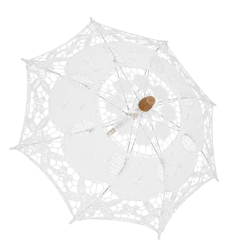 VICASKY Fotografie Requisiten Sonnenschirm Aus Spitze Regenschirm Aus Den 1920er Jahren Spitzenschirm Zum Tanzen Teeparty-Sonnenschirm Vintage Sonnenschirm Schmücken Mädchen Hölzern Braut von VICASKY