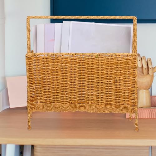 VICASKY Geflochtener Magazinhalter aus Kunststoff Stabiles Aufbewahrungsregal mit Großer Kapazität Vielseitiger Zeitschriften Snackhalter für Bad und Haushalt Dekorativer Ordnungshelfer VICASKY Geflochtener Magazinhalter aus Kunststoff Stabiles Aufbewahrungsregal mit Großer Kapazität Vielseitiger Zeitschriften Snackhalter für Bad und Haushalt Dekorativer Ordnungshelfer von VICASKY
