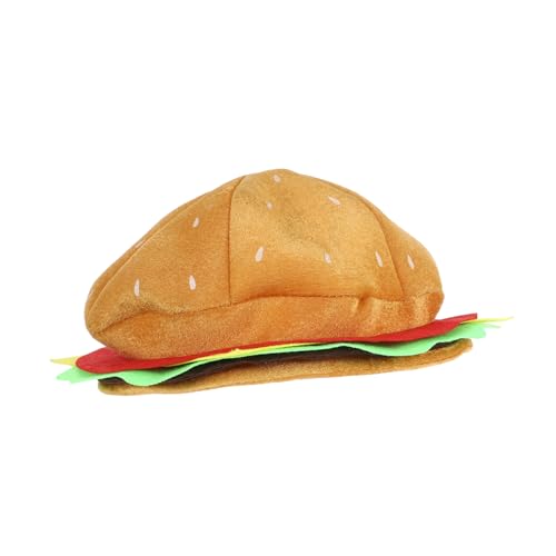 VICASKY Gelbe Burger Baskenmütze Lustiger Burger Hut Prop für Karneval Party Cosplay Alltag Kreative Hamburger Kopfbedeckung als Witziges Accessoire für Damen und Herren von VICASKY