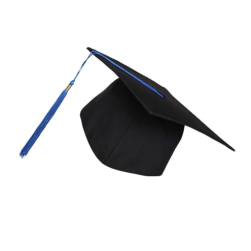 VICASKY Graduation Cap mit Blauem Quasten Klassischer Doktorhut aus Stabilem Karton Leicht und Komfortabel Geeignet für Abschlussfeier Erwachsene Bachelor Master Doktor Partyzubehör und von VICASKY