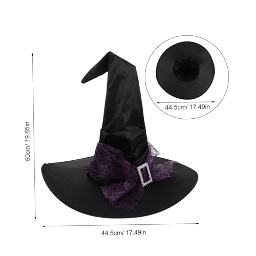 VICASKY Halloween Hexenhut Damen Große Rüschen Hexenhut mit Spinnennetz-Stoff Leicht und Atmungsaktiv für Kostümparty Cosplay Festival Zubehör von VICASKY