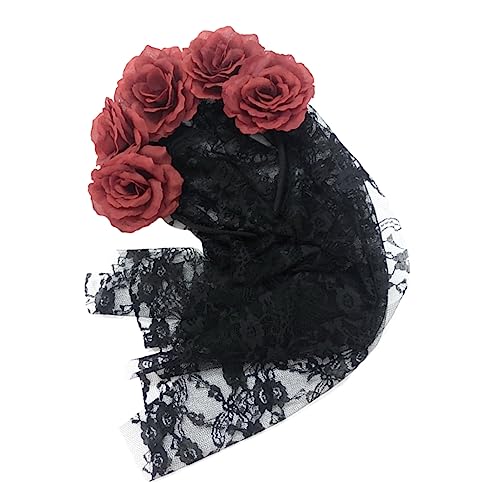 VICASKY Halloween Schleier Haarband mit Roten Rosen Kostümzubehör für Cosplay und Partys Damen Haarreif mit Schwarzem Spitzenstoff für Halloween und Festliche Anlässe VICASKY Halloween Schleier Haarband mit Roten Rosen Kostümzubehör für Cosplay und Partys Damen Haarreif mit Schwarzem Spitzenstoff für Halloween und Festliche Anlässe von VICASKY