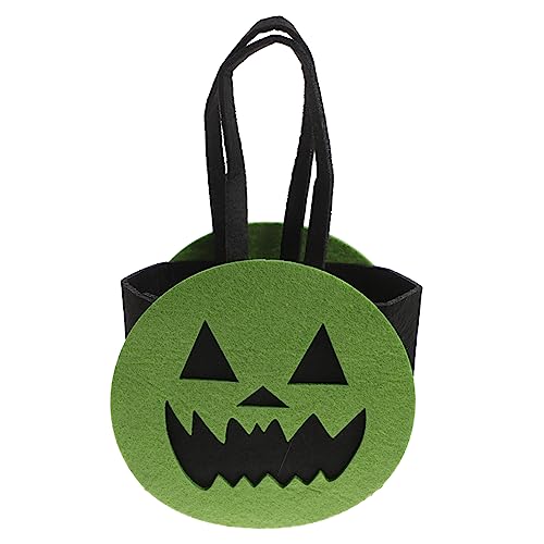 VICASKY Halloween Süßigkeiten Tasche aus Robustem Vliesstoff Wiederverwendbare Tragetasche mit Griffen Grüne Teufel Candy Bag für Halloween Party und von VICASKY