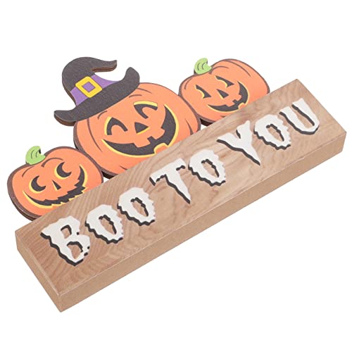 VICASKY Halloween Tischdeko aus Holz Kürbis Holzschild für Festliche Tischdekoration Langlebig und Wiederverwendbar zur Gestaltung von Halloween für Ihre Party von VICASKY
