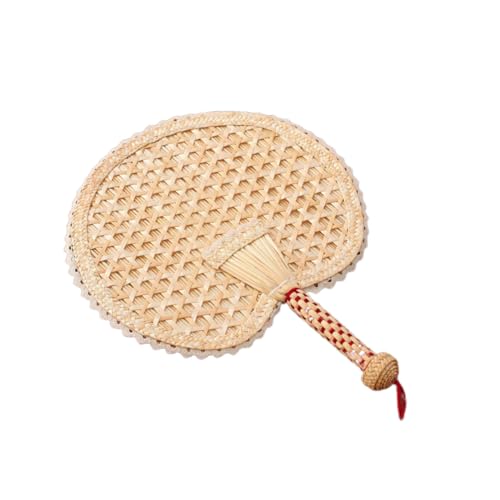 VICASKY Handgefertigter Runder Cattail Leaf Fächer Handgestrickt Leicht und Tragbar Natürlicher Sommer Handventilator für Strand Party und Alltag Stilvolles Design mit Feiner Verarbeitung von VICASKY