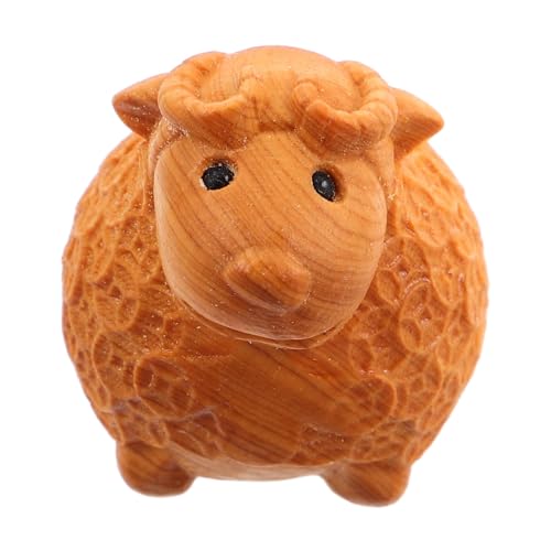 VICASKY Süßes Schaf Holzschnitzerei Ornament Handgemachte Holzstatue Perfektes Ostergeschenk Für Tiere von VICASKY
