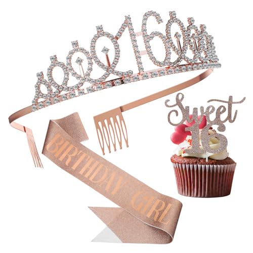 VICASKY Jahre Geburtstag Deko Set Roségold mit Krone Cake Topper und Schärpe für Frauen Dekoratives Partyzubehör für Indoor und Outdoor Leicht Wiederverwendbar Stilvolle Feiergestaltung VICASKY Jahre Geburtstag Deko Set Roségold mit Krone Cake Topper und Schärpe für Frauen Dekoratives Partyzubehör für Indoor und Outdoor Leicht Wiederverwendbar Stilvolle Feiergestaltung von VICASKY