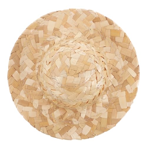 VICASKY Kleine Strohhutpuppenhut Puppenhaus Dekoration Puppenaccessoires Lustige Puppenhüte Deko Hüte für Puppen Charmante Miniaturen Puppen Hut Dollhouse Craft Hüte Puppenhaus Mini -Hüte von VICASKY