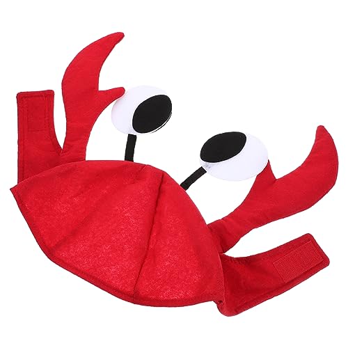 VICASKY Krabbenhut Krabbenmütze für Erwachsene tierischer Hut Fell Hüte für Frauen Weihnachtsmütze verstellbare Krabbenkappe Partyhut Krabbenmütze für Vlies rot von VICASKY