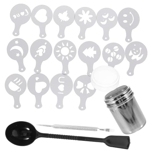 VICASKY Latte Art Stencils Teilig mit Pulverstreuer und Messlöffel Wiederverwendbare Kaffeedeckorationsschablonen für Cappuccino Kuchen Kekse und Heiße Schokolade VICASKY Latte Art Stencils Teilig mit Pulverstreuer und Messlöffel Wiederverwendbare Kaffeedeckorationsschablonen für Cappuccino Kuchen Kekse und Heiße Schokolade von VICASKY