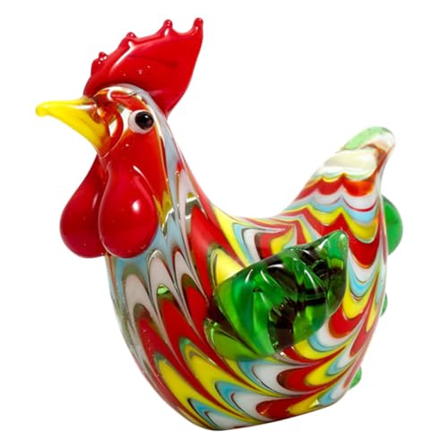 VICASKY Partydekorationen für Hahn-Skulptur Geflügeltrinker Hühnerbrust Hahn-Kuchen-Topper kleines Plüschtier Huhn zartes Hühnerdekor Glas Huhn dekorativer Glashahn Tischglashuhn von VICASKY