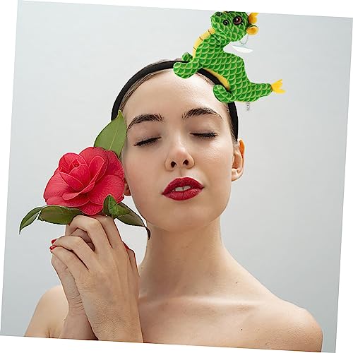 VICASKY Plüsch Drachen Stirnband Chinesischer Stil Kreatives Neujahrs Party Haarband Grüner Cartoon Drachen Kopfschmuck für Erwachsene und Auffälliges Kostümzubehör von VICASKY