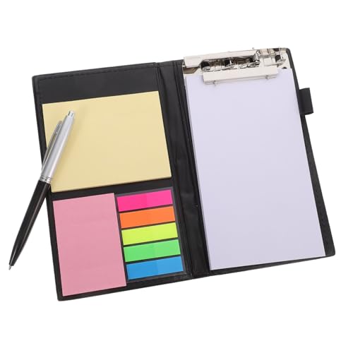VICASKY Pu Notizblock Set mit Abreißbarem Notizbuch Registerkarten und Kugelschreiber Schwarzes Klemmbrett organizer für Büro Schule und Studium Tragbar und Vielseitig Einsetzbar von VICASKY