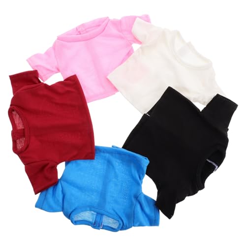 VICASKY 18-Zoll-Puppen-t-Shirt-Set 5-teilig Einfarbig Kurzärmelige Kleidung Für Rollenspiele Outfit-Set Aus Weichem Und Robustem Stoff von VICASKY