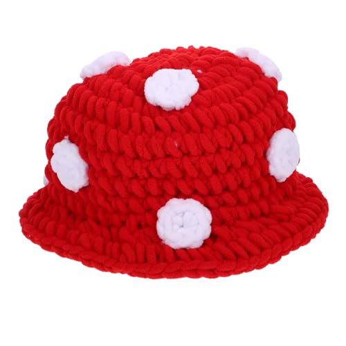 VICASKY Rote Dicke Gestrickte Pilzmütze Partyhut für Erwachsene Weicher Bequemer Fotorequisit und Bühnenkostüm für Feierlichkeiten von VICASKY