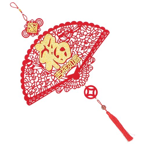 VICASKY Rotes Chinesisches Neujahrsanhänger Feng Shui Glückssymbol Filz Hängend Frühlingsfest Party Wohnkultur Leicht Umweltfreundlich Festlich für Innen Außen von VICASKY
