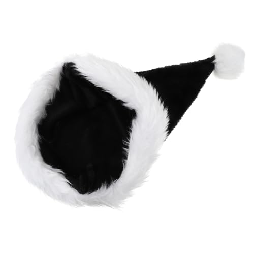 VICASKY Schwarze Plüsch Weihnachtsmütze Langhaarig Xmas Halloween Cosplay Mütze Erwachsene Festival Party Zubehör von VICASKY