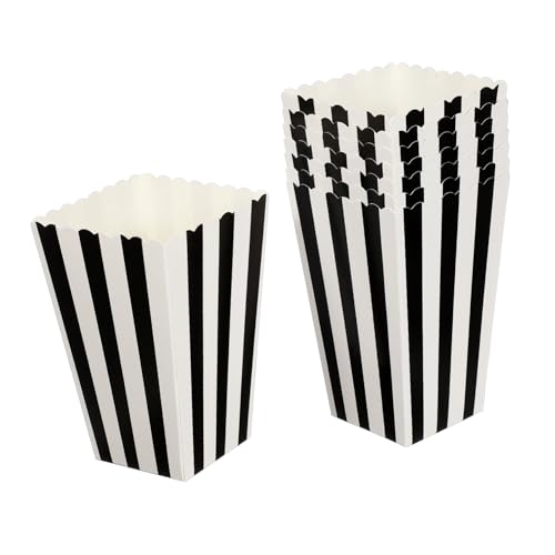 VICASKY Stück Boxen Karton Streifen Party Behälter Popcorntüten Popcornhalter Aus Papier Film Schwarz Popcorn-eimer Königin Popcorn-halter Süße Papiertüten Popcorn-leckerli-boxen Black von VICASKY