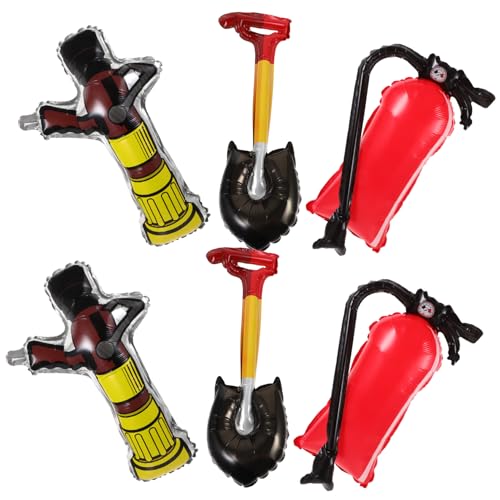 VICASKY Teiliges Feuerwehr Party Dekor mit Aufblasbaren Feuerlöscher und Feuerspaten Luftballons Aluminiumfolie Robuste Feuerwehr Mottoparty Deko für Kindergeburtstag von VICASKY