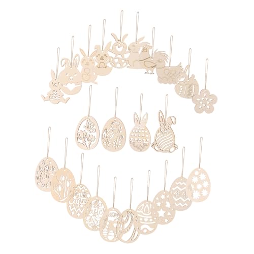 VICASKY Teiliges Osterdeko aus Stabilem Holz mit Hasen und Eier Motiven Doppelseitig Blank für DIY Bemalung Inklusive Aufhängeband für Osterparty Innenraumdekoration und VICASKY Teiliges Osterdeko aus Stabilem Holz mit Hasen und Eier Motiven Doppelseitig Blank für DIY Bemalung Inklusive Aufhängeband für Osterparty Innenraumdekoration und von VICASKY