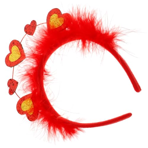 VICASKY Valentinstag Haarreif mit Roten Herzfedern Leichter Haarschmuck für Party Hochzeit Bühnenauftritte Modisches Komfortables Stirnband zur Stimmungserhöhung von VICASKY
