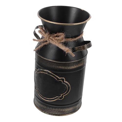 VICASKY Vase aus Verzinktem mit Vintage Juteseil Design Rustikale Blumenvase für Trockenblumen für Wohnzimmer Küchen und Schreibtischdekoration im Landhausstil von VICASKY