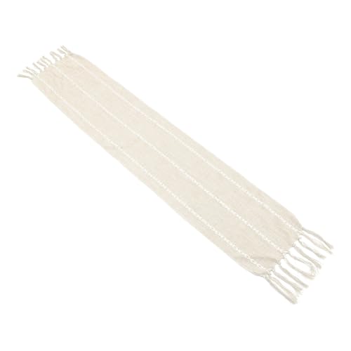 VICASKY Vintage Tischläufer aus Baumwoll-leinen mit Quasten Dekorativer Handgewebter Tischläufer für Wohnzimmer Küche und Robustes Material Braun für Partys und Besondere Anlässe von VICASKY