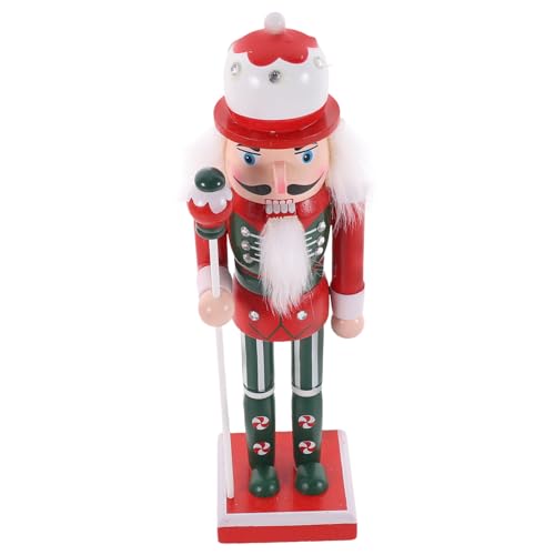 VICASKY Weihnachtliche Holzfigur Nutcracker Soldat Weißer Hut Handgehalten Festliche Tischdekoration für Kamin Fenster Regal Geschenkidee Weihnachten von VICASKY