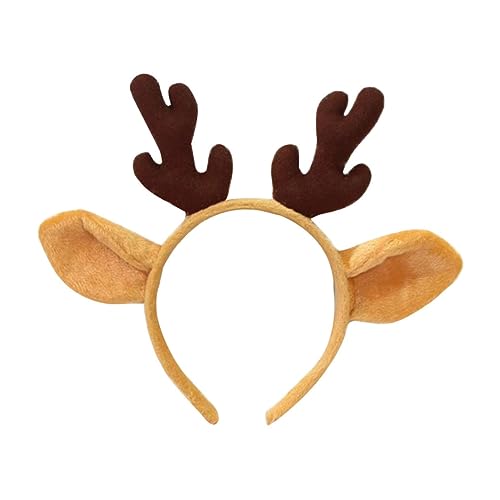 VICASKY Weihnachts Rentier Geweih Stirnband aus Plüschstoff Leichtes Xmas Haarband für Erwachsene und Rutschfestes Party Haarreif für Festliche Kostüme und Winterfeiern von VICASKY