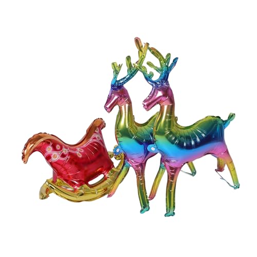 VICASKY Weihnachtsballon Set Rentier und Schlitten aus Aluminiumfolie Realistische Xmas Dekoration Einfach Aufzublasen Vielseitig für Party und Schaufenster Festliche Ballons Elk VICASKY Weihnachtsballon Set Rentier und Schlitten aus Aluminiumfolie Realistische Xmas Dekoration Einfach Aufzublasen Vielseitig für Party und Schaufenster Festliche Ballons Elk von VICASKY
