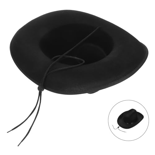 VICASKY Western Cowgirl Hut aus Formbarem Vliesstoff mit Verstellbarem Kordelzug Schwarzer Damenhut für Westernpartys Mottopartys und Kostümzubehör Vielseitig und Kompakt für Verschiedene von VICASKY