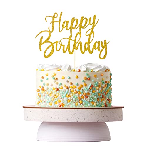 VICDUEKG Handmade Glitter Happy Birthday Tortendeko, Kuchen Deko Cake Topper Happy Birthday, Geburtstag Party Dekoration Zubehör (Gold) von VICDUEKG