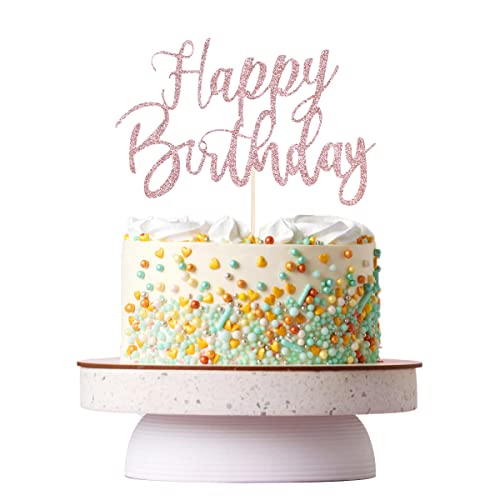 VICDUEKG Handmade Glitter Happy Birthday Tortendeko, Kuchen Deko Cake Topper Happy Birthday, Geburtstag Party Dekoration Zubehör (Rose Gold) von VICDUEKG