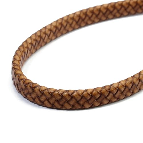 VICIYOO 1 Yard/Los Breite 10 mm 12 mm geflochtene Lederschnur Armband Erkenntnisse Flache Lederseil Thread für DIY Schmuck Machen von VICIYOO
