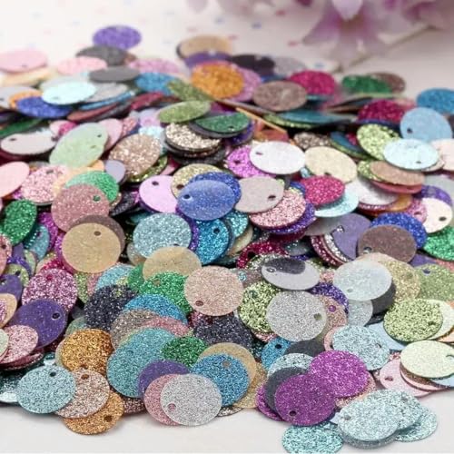 VICIYOO 10 g 10 mm/20 mm Glitzer-Pailletten, Flache, runde PVC-Pailletten mit Blitzpulver-Pailletten zum Basteln von VICIYOO